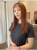 オレンジブラウン×ショートバング