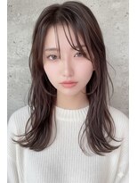 ヘアーズ ベリー 香椎店(hairs BERRY)&nbsp;小顔魅せ顔周りレイヤー×透明感グレージュ×艶髪セミディ