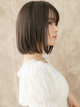 カバーヘア ブリス 大宮西口(COVER HAIR bliss) シースルーバングレイヤーカット黒髪前下がりボブ30代40代W大宮