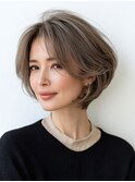 白髪ぼかし脱白髪染め似合わせショートボブレイヤー40代50代60代