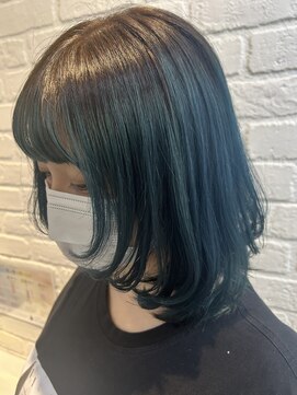 デイジー インデックスヘア 大島店(DAISY index hair) かわちいウルフスタイル×グリーングラデーションカラー！