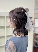 ハーフアップ_お顔周り華やかアレンジ_ふわふわ_大きめリボン