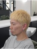 一宮ハイトーン×束感ナチュラルメンズショートブリーチデザイン