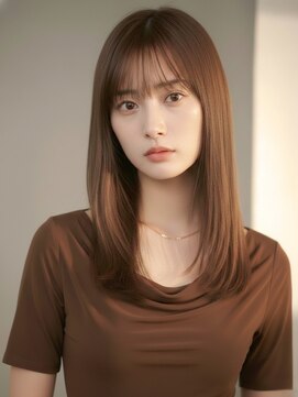 フレイムス ヘアアンドリラックス 東川口店(Frames hair&relax) 20代30代40代/艶感ブラウン×縮毛矯正ストレート東川口