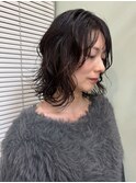 ミルクティーブロンド/ダークブルー/デジタルパーマ/刈谷