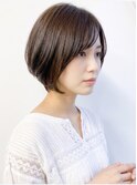 夏カラー◎ナチュラルショート暗めブリーチなしカラーで小顔美人