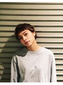 ショートヘアボブことりベージュ毛先パーマウォーターフール黒髪