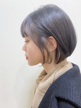 モリオ フロム ロンドン 大宮2号店(morio from London) 【なかじまひびき】インナーカラー×黒髪顎ラインボブ