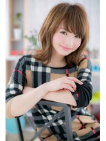 ミック 日暮里店(miq)&nbsp;エギョモリ♪外ハネココアベージュエアリーミディc1