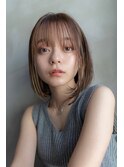 大人かわいい前髪セシルカットココアブラウンフリンジウェーブ
