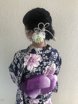 パリスパート2 浴衣 トップ サイド 大きな 編み込み シニヨン ヘアスタイル