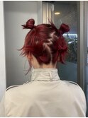 レッドのアレンジヘア