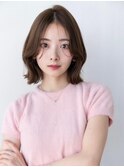 大人かわいい前髪セシルカットココアブラウンフリンジウェーブ