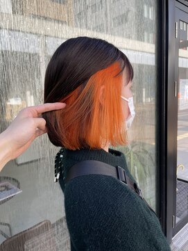 美容室 アクイール グラッセ(Accueillir grace) インナーオレンジ×ボブ