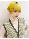 【早瀬忍　梅田中津】イエローショートボブヘア