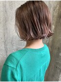 #ピンクベージュ#切りっぱなしボブ#日比野未奈