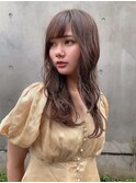 大人かわいい/レイヤーロング/グレーベージュ/前髪パーマ/錦糸町