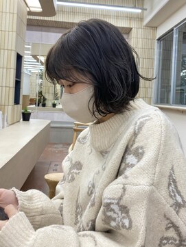 パークレーン アイス イヴェン(park lane ICI yeven) ミニボブ×グレージュカラー×パーマ風スタイリング♪