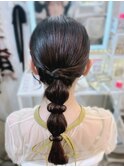 結婚式 二次会 お呼ばれ  ポニーテール 玉ねぎヘア