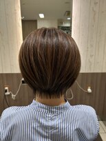 アース 天満橋店(HAIR & MAKE EARTH) 大人可愛い切りっぱなしひし形レイヤーカットモカベージュ