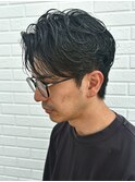 メンズマッシュセンターパートスパイラルパーマニュアンスパーマ