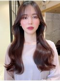 ロングヘア30代40代ストレートレイヤー前髪なし前髪あり表参道