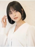大人ガーリー◎黒髪ボブ前髪カット内巻き髪質改善20代～50代