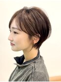 小顔黒髪レイヤーカット×アッシュカラー20代30代40代