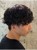 ハイライト/マッシュパーマ/ウルフ/アッシュブラック