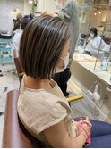 大人ショート 白髪ぼかし 脱白髪染め ハイライト40代50代60代
