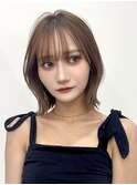 オリーブグレー/ココアベージュ/クラゲヘアー/くびれボブ