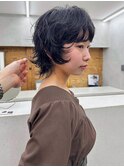 ウルフパーマ　ショートウルフ　フェイスレイヤー　ゆるめパーマ