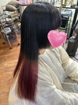 リンクスハート 桜井店(Link’s Heart)&nbsp;姫カット、ブルーブラックピンクグラデーション