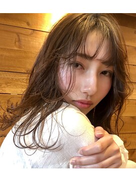 ムード マグ レーベル 南松本(MOOD Mag Label) 艶感♪髪質改善カラー大人可愛いミルクティーベージュハイライト