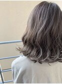 小顔セミウェットウェーブピンクベージュハイライトカラー