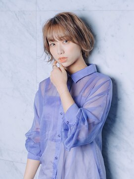 モールヘア 武庫之荘店(MOOL hair) 外ハネショートボブ　ミルクベージュ