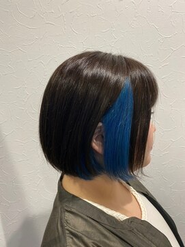 ゴデーレ(GODERE) 黒髪×ブルーインナーカラーボブ セクションカラー10代20代30代