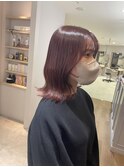 【HARUKA】レッドブラウン×外ハネミディアム