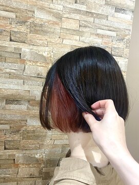ココカラヘアー ニコ(cococara hair nico) 切りっぱなしボブ/インナーカラー/ボブ/カシスカラー/韓国風