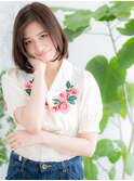 【浅草美容院HANARE】ベージュピンク×ワンカールAラインボブa