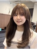 韓国ヘア/レイヤーカット/顔まわり/海外風/ベージュ/谷町四丁目