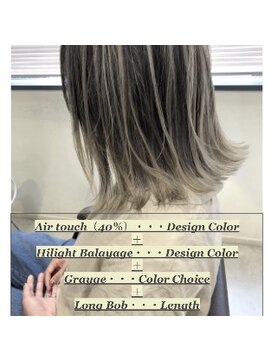 トルネード(TORNADO) 外国人風ボブ ハイライトバレイヤージュ グレージュエアタッチ