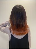裾カラーオレンジ グラデーションカラー オレンジカラー 外ハネ