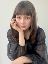 ヴィオットバイサロン(Viot by Salon) 前髪ありワイドバングフェイスレイヤーミディインナーグレージュ