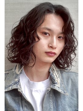 レクタ(RECTA) メンズボブ パーマ ウルフボブ 波巻きハイライト