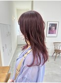 ブリーチなし ピンクラベンダー ロングヘア