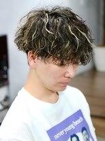 マーズ(MARS)&nbsp;ブルーブラック × ハイライト × シャドウパーマ/20代30代40代