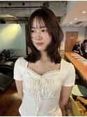 【あきら】ミディアムレイヤーカット韓国ヘア顔まわりレイヤー