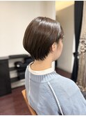 丸みショートボブ×ダークアッシュブラウン