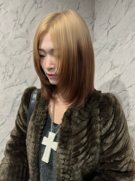 フィーリア 心斎橋堀江店(philia) くすみベージュ×オレンジブラウン♪ルーツカラー